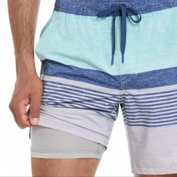 Hurley Volley Swim Shorts Swimming Trunks Board Shorts Blue Stripes XL NWT - Picture 4 of 10